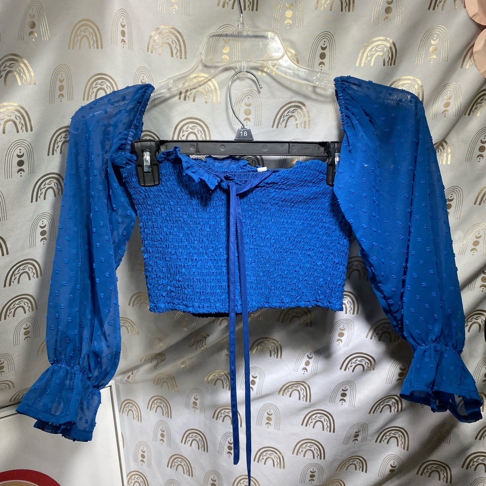 Blue Textured Knit top
